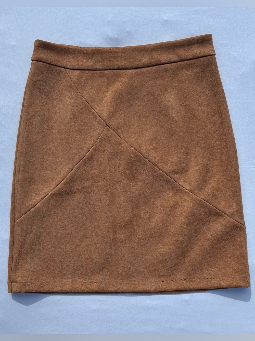 Simplee Brown Faux Suede Pencil Skirt Size Small Stretch Zip Back